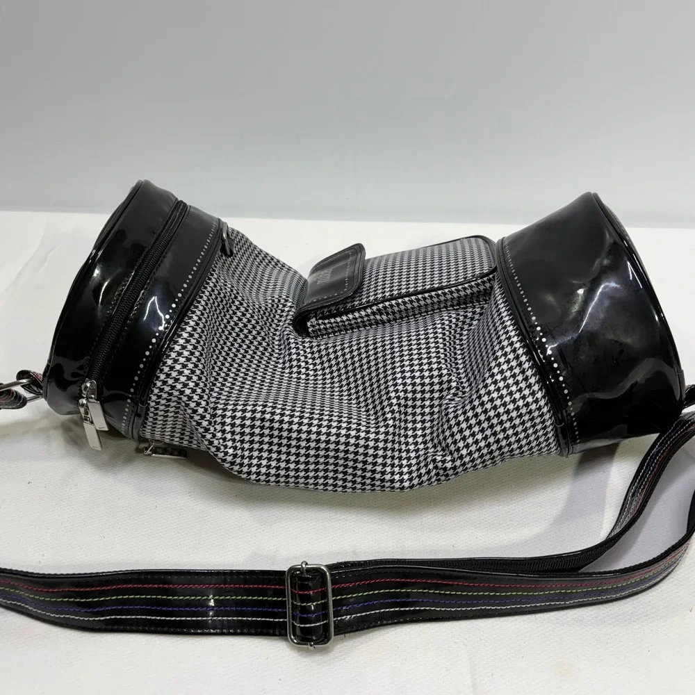 Nike Houndstooth Cylinder Crossbody Bag Black White TG0071-061 Y2K Patent Trim